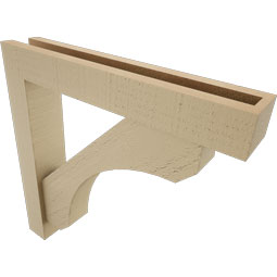 Ekena Millwork - BKTUR0352X20X20LEC05RCPR - Timberthane Faux Wood Legacy Style Bracket w/ Offset Brace, Block Ends, 3 1/2"W x 20"D x 20"H, Primed Tan
