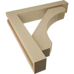 Ekena Millwork - BKTUR0352X20X20LEC05RCPR - Timberthane Faux Wood Legacy Style Bracket w/ Offset Brace, Block Ends, 3 1/2"W x 20"D x 20"H, Primed Tan