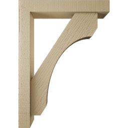Ekena Millwork - BKTUR0352X20X28LEC05RCPR - Timberthane Faux Wood Legacy Style Bracket w/ Offset Brace, Block Ends, 3 1/2"W x 20"D x 28"H, Primed Tan