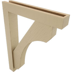 Ekena Millwork - BKTUR0352X20X28LEC05RCPR - Timberthane Faux Wood Legacy Style Bracket w/ Offset Brace, Block Ends, 3 1/2"W x 20"D x 28"H, Primed Tan
