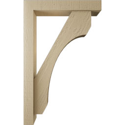 Ekena Millwork - BKTUR0352X20X32LEC05RCPR - Timberthane Faux Wood Legacy Style Bracket w/ Offset Brace, Block Ends, 3 1/2"W x 20"D x 32"H, Primed Tan