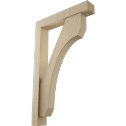 Ekena Millwork - BKTUR0352X20X32LEC05RCPR - Timberthane Faux Wood Legacy Style Bracket w/ Offset Brace, Block Ends, 3 1/2"W x 20"D x 32"H, Primed Tan