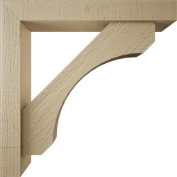 Ekena Millwork - BKTUR0352X22X22LEC05RCPR - Timberthane Faux Wood Legacy Style Bracket w/ Offset Brace, Block Ends, 3 1/2"W x 22"D x 22"H, Primed Tan