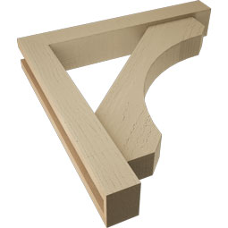 Ekena Millwork - BKTUR0352X22X22LEC05RCPR - Timberthane Faux Wood Legacy Style Bracket w/ Offset Brace, Block Ends, 3 1/2"W x 22"D x 22"H, Primed Tan