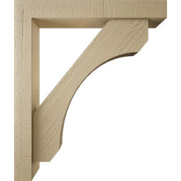 Ekena Millwork - BKTUR0352X22X26LEC05RCPR - Timberthane Faux Wood Legacy Style Bracket w/ Offset Brace, Block Ends, 3 1/2"W x 22"D x 26"H, Primed Tan