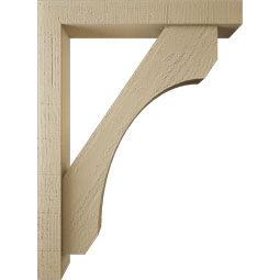 Ekena Millwork - BKTUR0352X22X30LEC05RCPR - Timberthane Faux Wood Legacy Style Bracket w/ Offset Brace, Block Ends, 3 1/2"W x 22"D x 30"H, Primed Tan