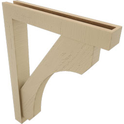 Ekena Millwork - BKTUR0352X22X30LEC05RCPR - Timberthane Faux Wood Legacy Style Bracket w/ Offset Brace, Block Ends, 3 1/2"W x 22"D x 30"H, Primed Tan