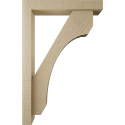 Ekena Millwork - BKTUR0352X22X34LEC05RCPR - Timberthane Faux Wood Legacy Style Bracket w/ Offset Brace, Block Ends, 3 1/2"W x 22"D x 34"H, Primed Tan