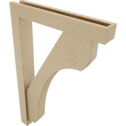 Ekena Millwork - BKTUR0352X22X34LEC05RCPR - Timberthane Faux Wood Legacy Style Bracket w/ Offset Brace, Block Ends, 3 1/2"W x 22"D x 34"H, Primed Tan