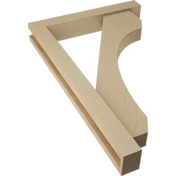 Ekena Millwork - BKTUR0352X22X34LEC05RCPR - Timberthane Faux Wood Legacy Style Bracket w/ Offset Brace, Block Ends, 3 1/2"W x 22"D x 34"H, Primed Tan