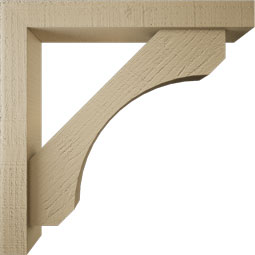 Ekena Millwork - BKTUR0352X24X24LEC05RCPR - Timberthane Faux Wood Legacy Style Bracket w/ Offset Brace, Block Ends, 3 1/2"W x 24"D x 24"H, Primed Tan