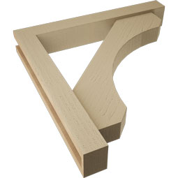 Ekena Millwork - BKTUR0352X24X24LEC05RCPR - Timberthane Faux Wood Legacy Style Bracket w/ Offset Brace, Block Ends, 3 1/2"W x 24"D x 24"H, Primed Tan