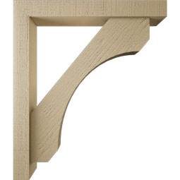 Ekena Millwork - BKTUR0352X24X28LEC05RCPR - Timberthane Faux Wood Legacy Style Bracket w/ Offset Brace, Block Ends, 3 1/2"W x 24"D x 28"H, Primed Tan