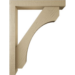 Ekena Millwork - BKTUR0352X24X32LEC05RCPR - Timberthane Faux Wood Legacy Style Bracket w/ Offset Brace, Block Ends, 3 1/2"W x 24"D x 32"H, Primed Tan