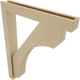 Ekena Millwork - BKTUR0352X24X32LEC05RCPR - Timberthane Faux Wood Legacy Style Bracket w/ Offset Brace, Block Ends, 3 1/2"W x 24"D x 32"H, Primed Tan