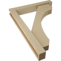Ekena Millwork - BKTUR0352X24X32LEC05RCPR - Timberthane Faux Wood Legacy Style Bracket w/ Offset Brace, Block Ends, 3 1/2"W x 24"D x 32"H, Primed Tan
