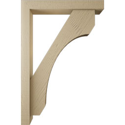 Ekena Millwork - BKTUR0352X24X36LEC05RCPR - Timberthane Faux Wood Legacy Style Bracket w/ Offset Brace, Block Ends, 3 1/2"W x 24"D x 36"H, Primed Tan