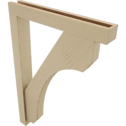 Ekena Millwork - BKTUR0352X24X36LEC05RCPR - Timberthane Faux Wood Legacy Style Bracket w/ Offset Brace, Block Ends, 3 1/2"W x 24"D x 36"H, Primed Tan