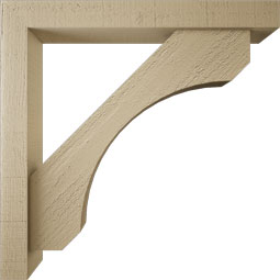 Ekena Millwork - BKTUR0352X26X26LEC05RCPR - Timberthane Faux Wood Legacy Style Bracket w/ Offset Brace, Block Ends, 3 1/2"W x 26"D x 26"H, Primed Tan