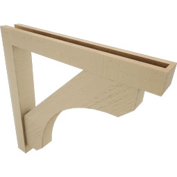 Ekena Millwork - BKTUR0352X26X26LEC05RCPR - Timberthane Faux Wood Legacy Style Bracket w/ Offset Brace, Block Ends, 3 1/2"W x 26"D x 26"H, Primed Tan