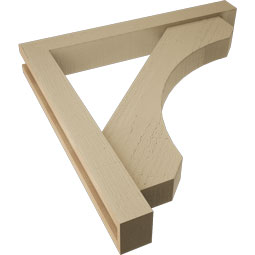 Ekena Millwork - BKTUR0352X26X26LEC05RCPR - Timberthane Faux Wood Legacy Style Bracket w/ Offset Brace, Block Ends, 3 1/2"W x 26"D x 26"H, Primed Tan