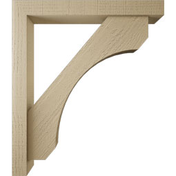 Ekena Millwork - BKTUR0352X26X30LEC05RCPR - Timberthane Faux Wood Legacy Style Bracket w/ Offset Brace, Block Ends, 3 1/2"W x 26"D x 30"H, Primed Tan