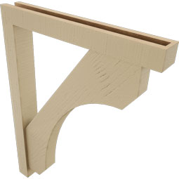Ekena Millwork - BKTUR0352X26X34LEC05RCPR - Timberthane Faux Wood Legacy Style Bracket w/ Offset Brace, Block Ends, 3 1/2"W x 26"D x 34"H, Primed Tan