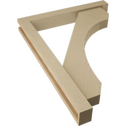 Ekena Millwork - BKTUR0352X26X34LEC05RCPR - Timberthane Faux Wood Legacy Style Bracket w/ Offset Brace, Block Ends, 3 1/2"W x 26"D x 34"H, Primed Tan