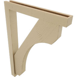 Ekena Millwork - BKTUR0352X26X38LEC05RCPR - Timberthane Faux Wood Legacy Style Bracket w/ Offset Brace, Block Ends, 3 1/2"W x 26"D x 38"H, Primed Tan