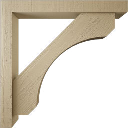 Ekena Millwork - BKTUR0352X28X28LEC05RCPR - Timberthane Faux Wood Legacy Style Bracket w/ Offset Brace, Block Ends, 3 1/2"W x 28"D x 28"H, Primed Tan