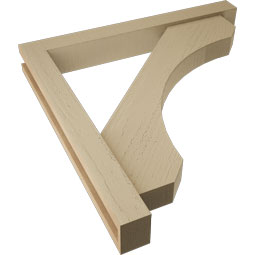 Ekena Millwork - BKTUR0352X28X28LEC05RCPR - Timberthane Faux Wood Legacy Style Bracket w/ Offset Brace, Block Ends, 3 1/2"W x 28"D x 28"H, Primed Tan