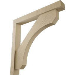 Ekena Millwork - BKTUR0352X28X28LEC05RCPR - Timberthane Faux Wood Legacy Style Bracket w/ Offset Brace, Block Ends, 3 1/2"W x 28"D x 28"H, Primed Tan