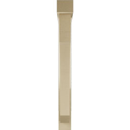 Ekena Millwork - BKTUR0352X28X32LEC05RCPR - Timberthane Faux Wood Legacy Style Bracket w/ Offset Brace, Block Ends, 3 1/2"W x 28"D x 32"H, Primed Tan