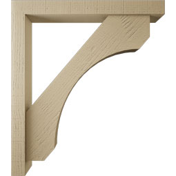 Ekena Millwork - BKTUR0352X28X32LEC05RCPR - Timberthane Faux Wood Legacy Style Bracket w/ Offset Brace, Block Ends, 3 1/2"W x 28"D x 32"H, Primed Tan