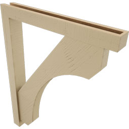 Ekena Millwork - BKTUR0352X28X36LEC05RCPR - Timberthane Faux Wood Legacy Style Bracket w/ Offset Brace, Block Ends, 3 1/2"W x 28"D x 36"H, Primed Tan