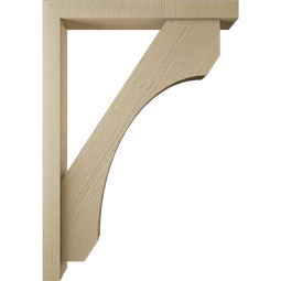 Ekena Millwork - BKTUR0352X28X40LEC05RCPR - Timberthane Faux Wood Legacy Style Bracket w/ Offset Brace, Block Ends, 3 1/2"W x 28"D x 40"H, Primed Tan