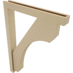 Ekena Millwork - BKTUR0352X28X40LEC05RCPR - Timberthane Faux Wood Legacy Style Bracket w/ Offset Brace, Block Ends, 3 1/2"W x 28"D x 40"H, Primed Tan