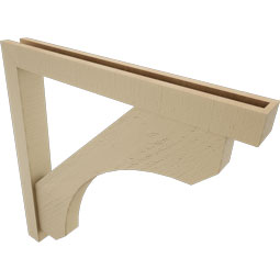 Ekena Millwork - BKTUR0352X30X30LEC05RCPR - Timberthane Faux Wood Legacy Style Bracket w/ Offset Brace, Block Ends, 3 1/2"W x 30"D x 30"H, Primed Tan