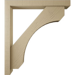Ekena Millwork - BKTUR0352X30X34LEC05RCPR - Timberthane Faux Wood Legacy Style Bracket w/ Offset Brace, Block Ends, 3 1/2"W x 30"D x 34"H, Primed Tan