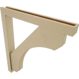 Ekena Millwork - BKTUR0352X30X34LEC05RCPR - Timberthane Faux Wood Legacy Style Bracket w/ Offset Brace, Block Ends, 3 1/2"W x 30"D x 34"H, Primed Tan