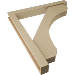 Ekena Millwork - BKTUR0352X30X34LEC05RCPR - Timberthane Faux Wood Legacy Style Bracket w/ Offset Brace, Block Ends, 3 1/2"W x 30"D x 34"H, Primed Tan