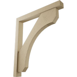 Ekena Millwork - BKTUR0352X30X34LEC05RCPR - Timberthane Faux Wood Legacy Style Bracket w/ Offset Brace, Block Ends, 3 1/2"W x 30"D x 34"H, Primed Tan