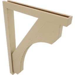 Ekena Millwork - BKTUR0352X30X42LEC05RCPR - Timberthane Faux Wood Legacy Style Bracket w/ Offset Brace, Block Ends, 3 1/2"W x 30"D x 42"H, Primed Tan