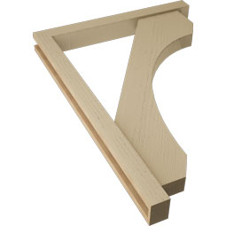 Ekena Millwork - BKTUR0352X30X42LEC05RCPR - Timberthane Faux Wood Legacy Style Bracket w/ Offset Brace, Block Ends, 3 1/2"W x 30"D x 42"H, Primed Tan