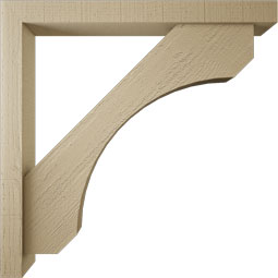 Ekena Millwork - BKTUR0352X32X32LEC05RCPR - Timberthane Faux Wood Legacy Style Bracket w/ Offset Brace, Block Ends, 3 1/2"W x 32"D x 32"H, Primed Tan