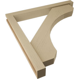 Ekena Millwork - BKTUR0352X32X32LEC05RCPR - Timberthane Faux Wood Legacy Style Bracket w/ Offset Brace, Block Ends, 3 1/2"W x 32"D x 32"H, Primed Tan