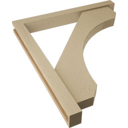 Ekena Millwork - BKTUR0352X32X36LEC05RCPR - Timberthane Faux Wood Legacy Style Bracket w/ Offset Brace, Block Ends, 3 1/2"W x 32"D x 36"H, Primed Tan