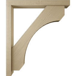 Ekena Millwork - BKTUR0352X32X38LEC05RCPR - Timberthane Faux Wood Legacy Style Bracket w/ Offset Brace, Block Ends, 3 1/2"W x 32"D x 38"H, Primed Tan