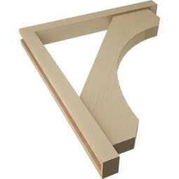 Ekena Millwork - BKTUR0352X32X38LEC05RCPR - Timberthane Faux Wood Legacy Style Bracket w/ Offset Brace, Block Ends, 3 1/2"W x 32"D x 38"H, Primed Tan