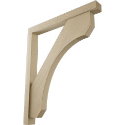 Ekena Millwork - BKTUR0352X32X38LEC05RCPR - Timberthane Faux Wood Legacy Style Bracket w/ Offset Brace, Block Ends, 3 1/2"W x 32"D x 38"H, Primed Tan